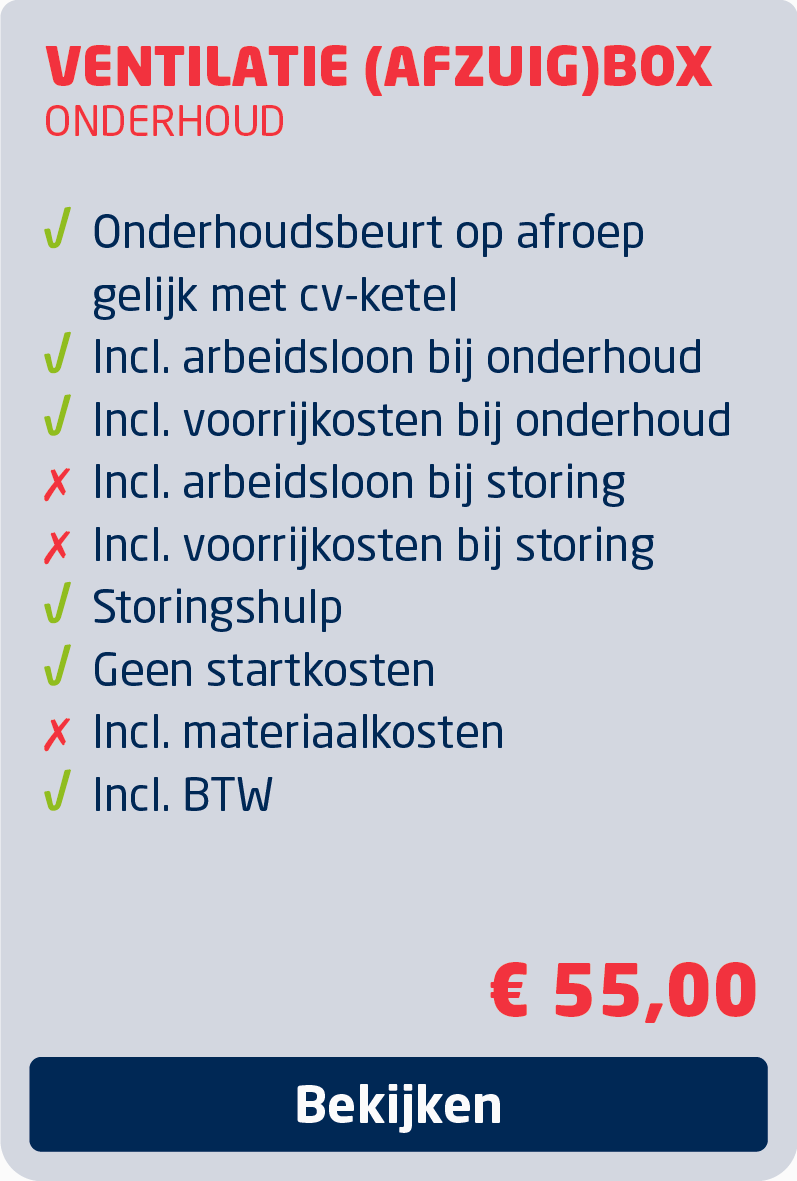 Ventilatie (afzuig)box onderhoud